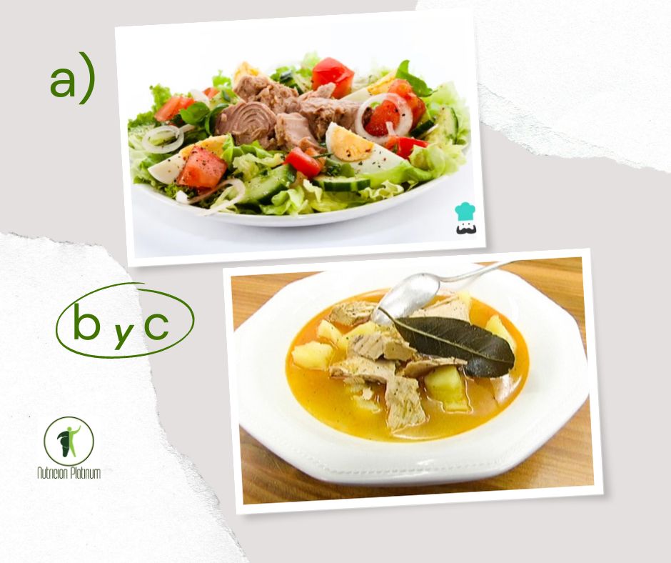 Ensalada de verduras variadas con bonito en escabeche